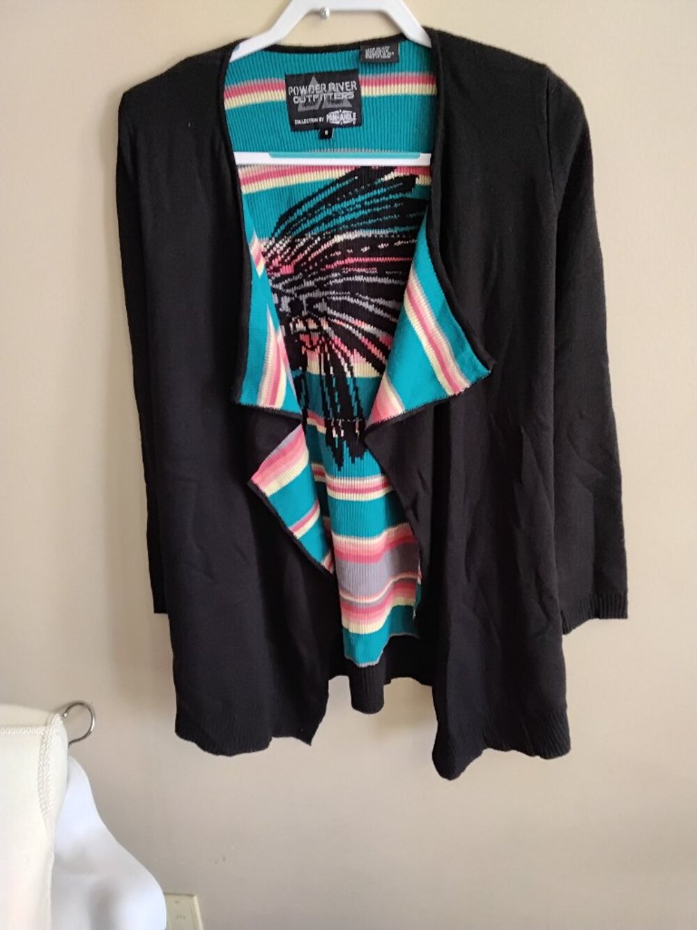 Powder River Outfitters Western Serape Headdress Open Front Cardigan - Size S